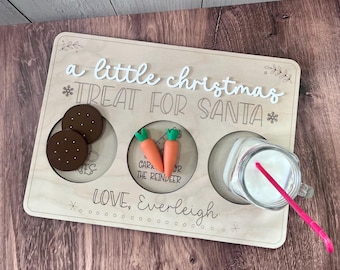 Custom Santa Treat Tray - Christmas Eve Decor - Carrots for Reindeer - Personalized Wooden Santa Treat Tray - Cookies for Santa - Milk