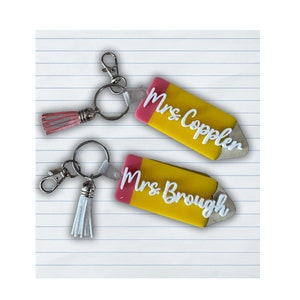 Gepersonaliseerde leraar potlood sleutelhanger - potlood leraar cadeau - potlood sleutelhanger - aangepaste leraar cadeau - leraar waardering cadeau - 3D lasergesneden