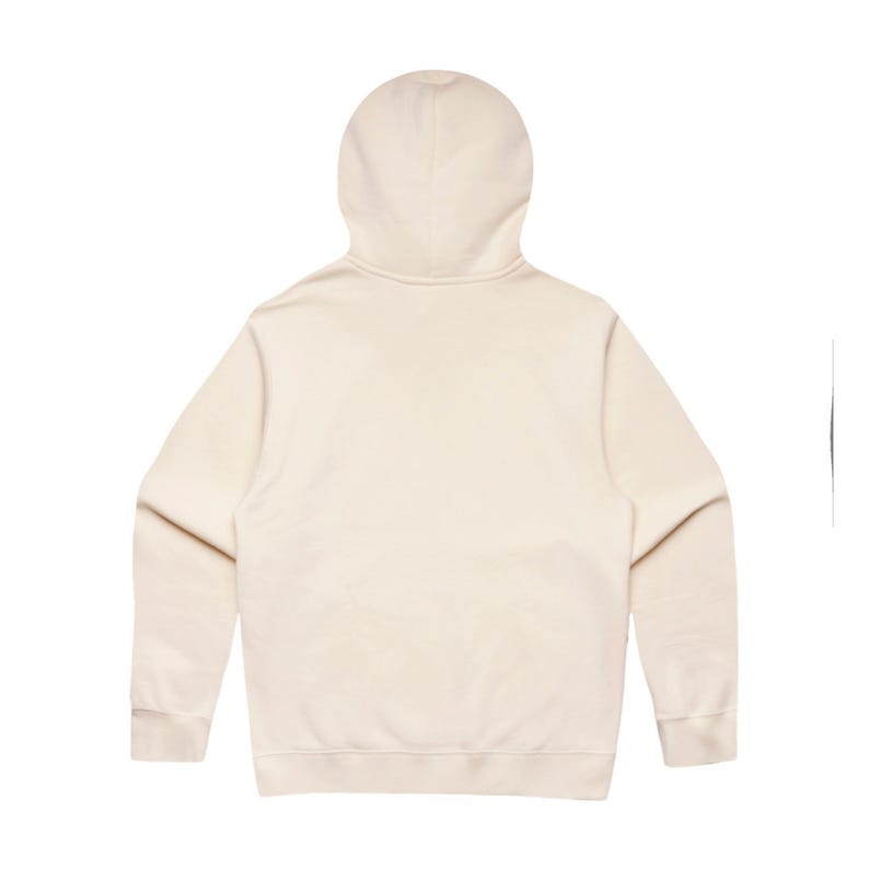 Puede incluir: Sudadera con capucha color crema con capucha y mangas largas. La vista trasera de la sudadera muestra un dise&ntilde;o simple y minimalista. La tela parece suave y c&oacute;moda, adecuada para ropa casual.