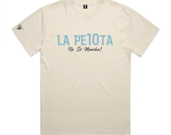 La Pelota no se mancha Heavyweight Tee Hoodie | Soft Flock Print Soccer Fashion
