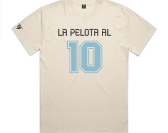 La Pelota al 10 Soccer Heavyweight Tee Hoodie | Soft Flock 3D Print Streetwear