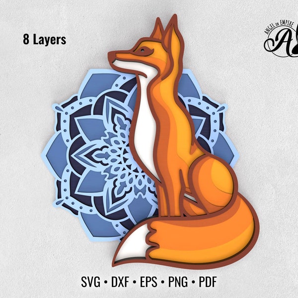 Fox and Mandala layered SVG files for laser cutting, paper cutting, CNC router, Glowforge, Cricut Fox and Mandala layered SVG files for laser cutting, paper cutting, CNC router, Glowforge, Cricut