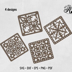 Marokkaanse stijl vierkante onderzetters SVG-bestanden voor lasersnijden, CNC-router, Glowforge