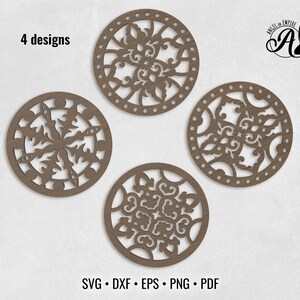 Fichiers SVG Round Coasters de style marocain pour la découpe laser, routeur CNC, Glowforge