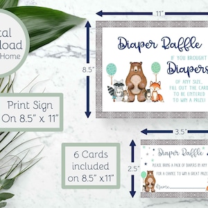 We Can Bearly Wait Themed Baby Shower Diaper Raffle Sign & Cards | Print-At-Home, Unlimited Printing - PDF