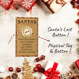 Santa&#39;s Lost Button with tag | Father Christmas | Santa Claus Wooden Buttons | Christmas Eve | Lost Button