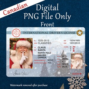 Canadian Santa Claus-licentie, PNG, BLAUWE BOMEN, sublimatieontwerpen, instant digitale download, Kerstmis, Noordpool