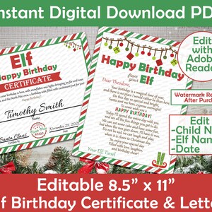 Elfen-Geburtstagsbrief und Urkunden-Bundle | Alles Gute Zum Geburtstag Von Deinem Elfen Brief | Elfen Geburtstag | Druckbar Bearbeitbar | Print-At-Home-PDF