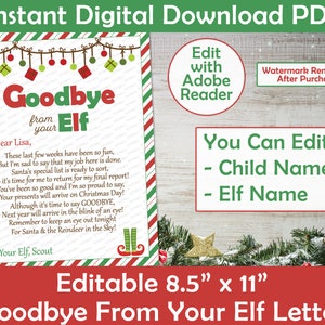 Carta de despedida de elfo / Adiós elfo / Carta personalizada para imprimir / DESCARGAR PDF. Edita los nombres tú mismo con Adobe Reader / Imprime en casa
