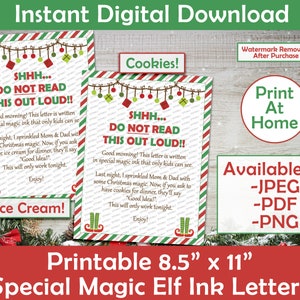 Pacote de Letras de Elfo com Tinta Mágica Especial | Para Imprimir | Download Instantâneo | Carta de Elfo
