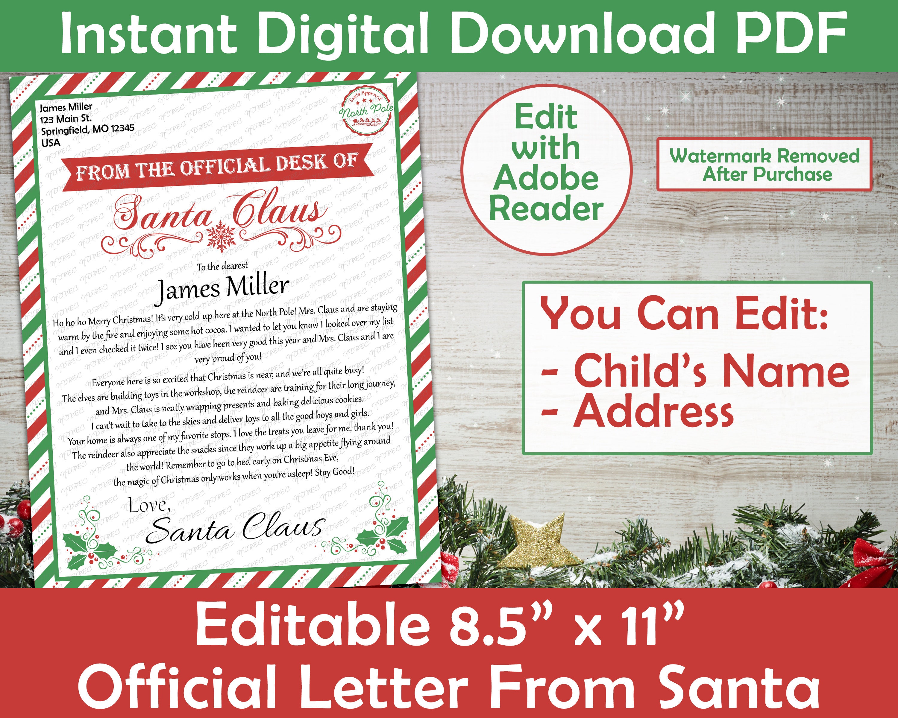 Letter From Santa & Nice List Certificate and Nice List Bundle ...