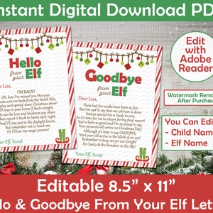 Carta de saludo y despedida de un elfo / Carta de llegada de un elfo / Carta personalizada para imprimir / DESCARGAR PDF. Editar nombres con Adobe Reader / Imprimir en casa
