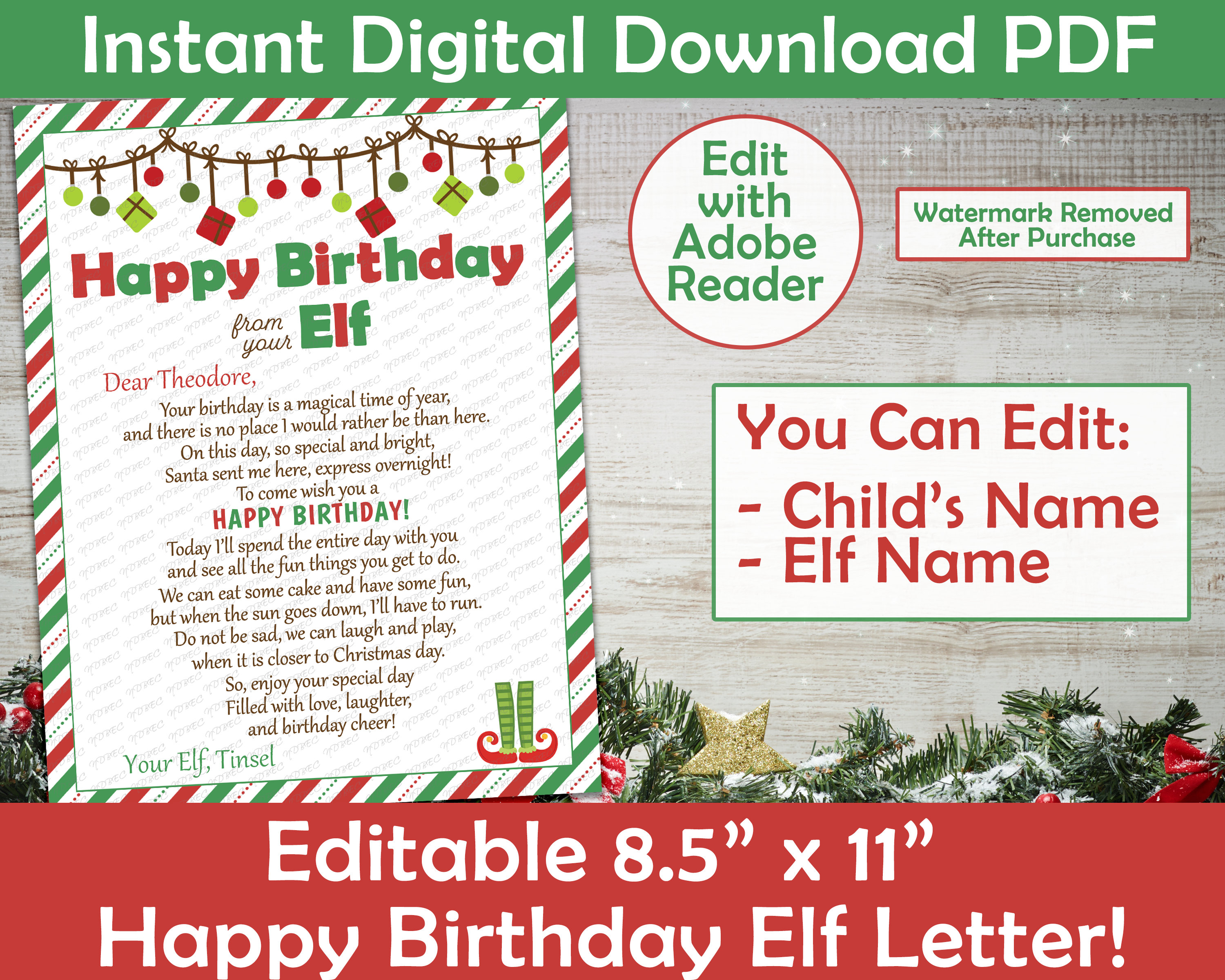 elf birthday letter | happy birthday from your elf letter