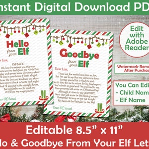 Carta de saludo y despedida de un elfo / Carta de llegada de un elfo / Carta personalizada para imprimir / DESCARGAR PDF. Editar nombres con Adobe Reader / Imprimir en casa