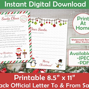 Offizieller Brief von & an den Weihnachtsmann | Kinder Weihnachtswunschliste | Lieber Weihnachtsmann Wunschliste | Einfach zu drucken Brief von Santa | Print-At-Home PDF / JPEG