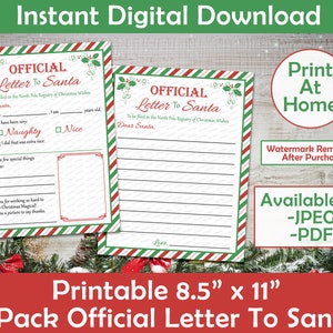 offizieller Brief an den Weihnachtsmann | Kinder Weihnachtswunschliste | Lieber Weihnachtsmann Wunschliste | Einfach zu drucken Brief an Santa | Print-At-Home PDF & JPEG