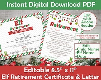 Editable Elf Retirement Letter | Digital Download + Printable | PDF | Elf Retirement Letter & Official Retirement Certificate Bundle