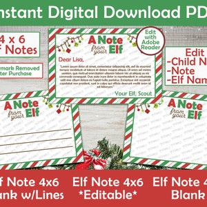 A Note From your Elf | Printable & Editable | PDF DOWNLOAD | Print-at-Home | Naughty Nice Report Card | Elf Warning | Elf Notice
