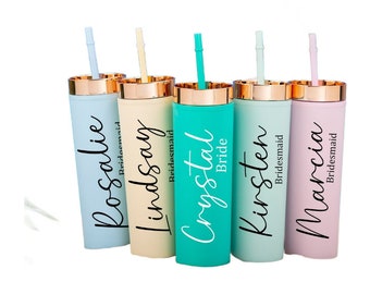 Personalised Tumbler with Straw, Bridesmaid Gift, Custom Tumbler, Acrylic Tumbler 24oz, Bridesmaid Proposal, Personalized Gift