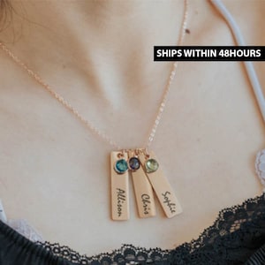 Personalised Handmade Gift Unique Jewelry Idea Necklace With Kids Names Child Birthstone Necklace for Grandma Custom Mom Gifts From Children