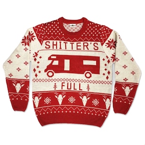 Christmas Vacation Shitter's Full Funny Ugly Sweater, real sweater [Red]  [FREE SHIPPING]