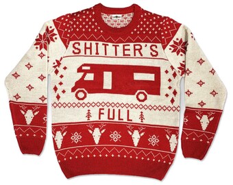 Christmas Vacation Shitter's Full Funny Ugly Sweater, real sweater [Red]  [FREE SHIPPING]