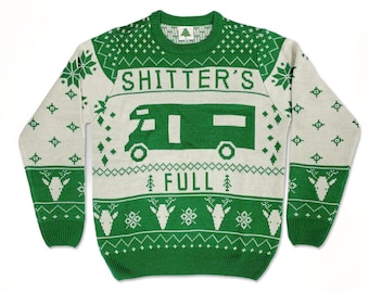 Christmas Vacation Shitter's Full Funny Ugly Sweater, real sweater [Green]  [FREE SHIPPING] only S size in stock currently