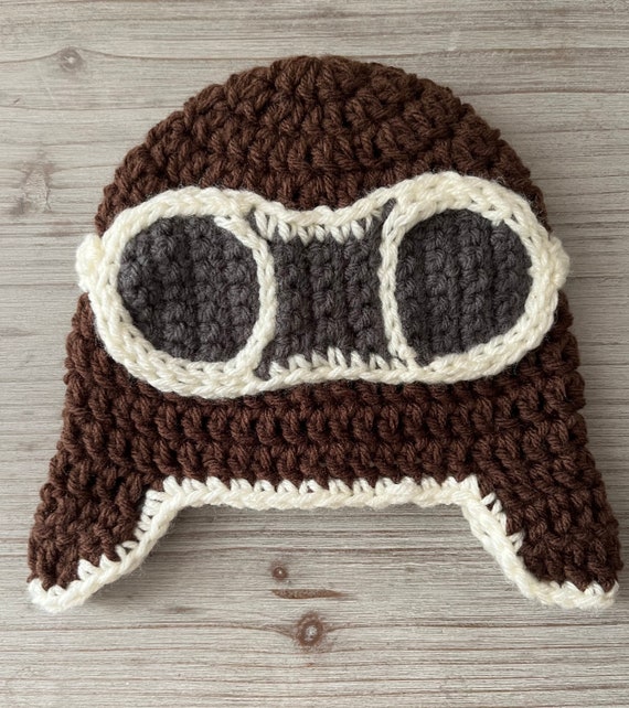 Aviation Crochet Baby Hat: Newborn Pilot Outfit