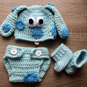 Blues Clues Newborn Photoshoot Outfit Handmade Crochet  Hat Diaper Cover Booties