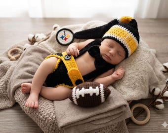 Pittsburgh Steelers Crochet Newborn Photography Football Prop Set