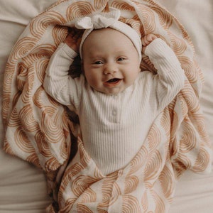 Sunset Rainbow Muslin Swaddle| Large Baby Muslins | Baby Gifts | Baby Shower Gifts | Baby Swaddles | Baby Blankets | Muslin Swaddle Blankets