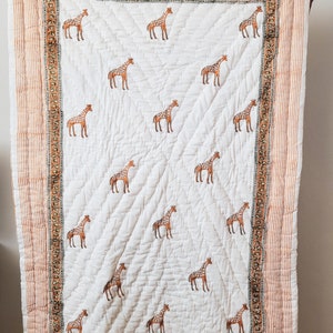 Cot Quilt Cotton Filled Quilt Handmade Reversible Giraffe Quilt image 2