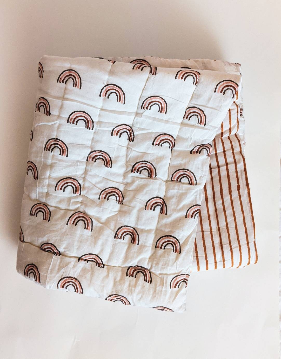 Rainbow Baby Cot Quilt Baby Quilt Newborn Blanket Cotton Filled Quilt