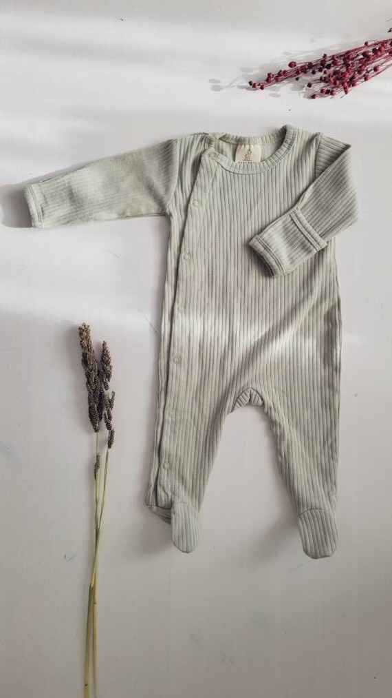 Gray Cotton Rib Onesie