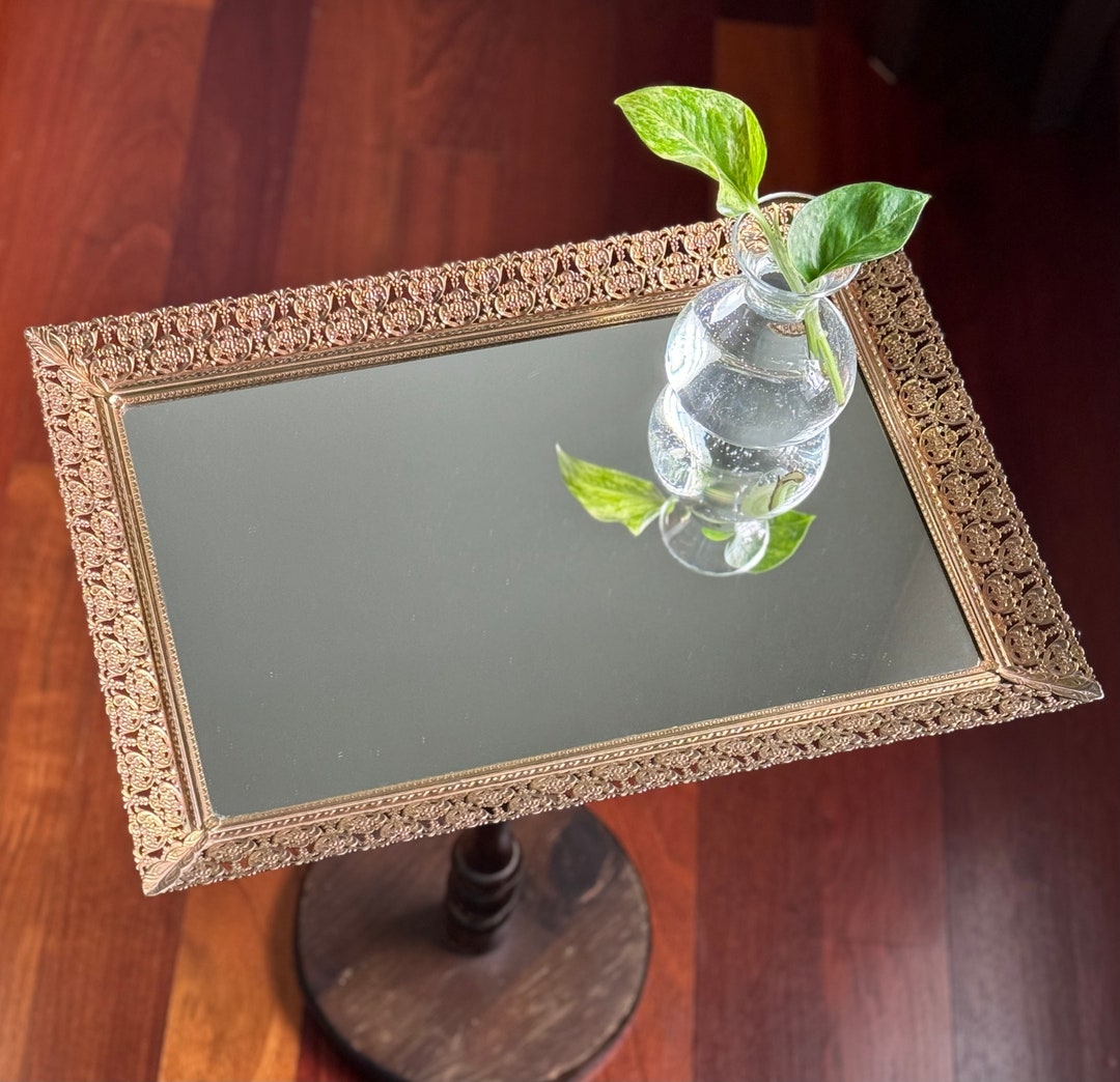 Vintage Mirror Vanity Tray Jewelry Makeup Perfume Trinket Etsy