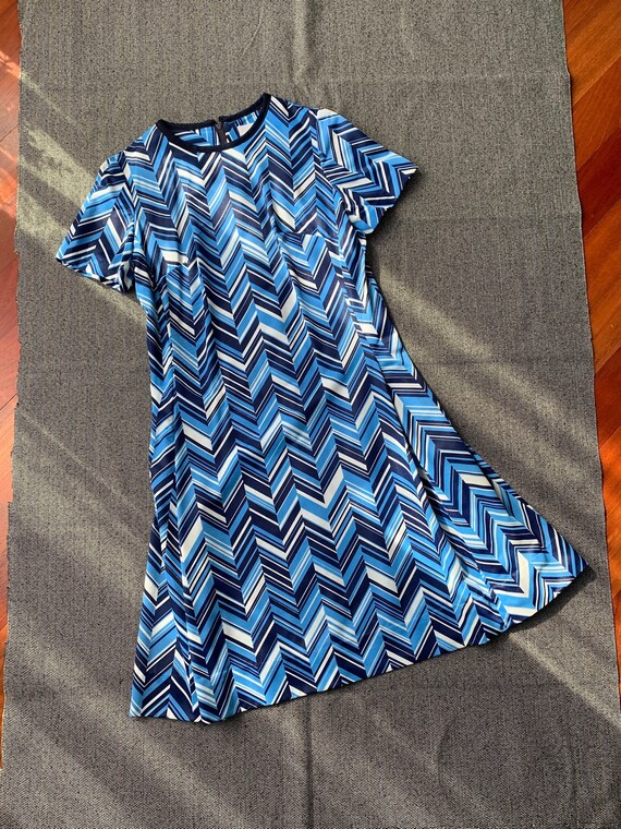 Blue \u0026 White Herringbone Dress Short 