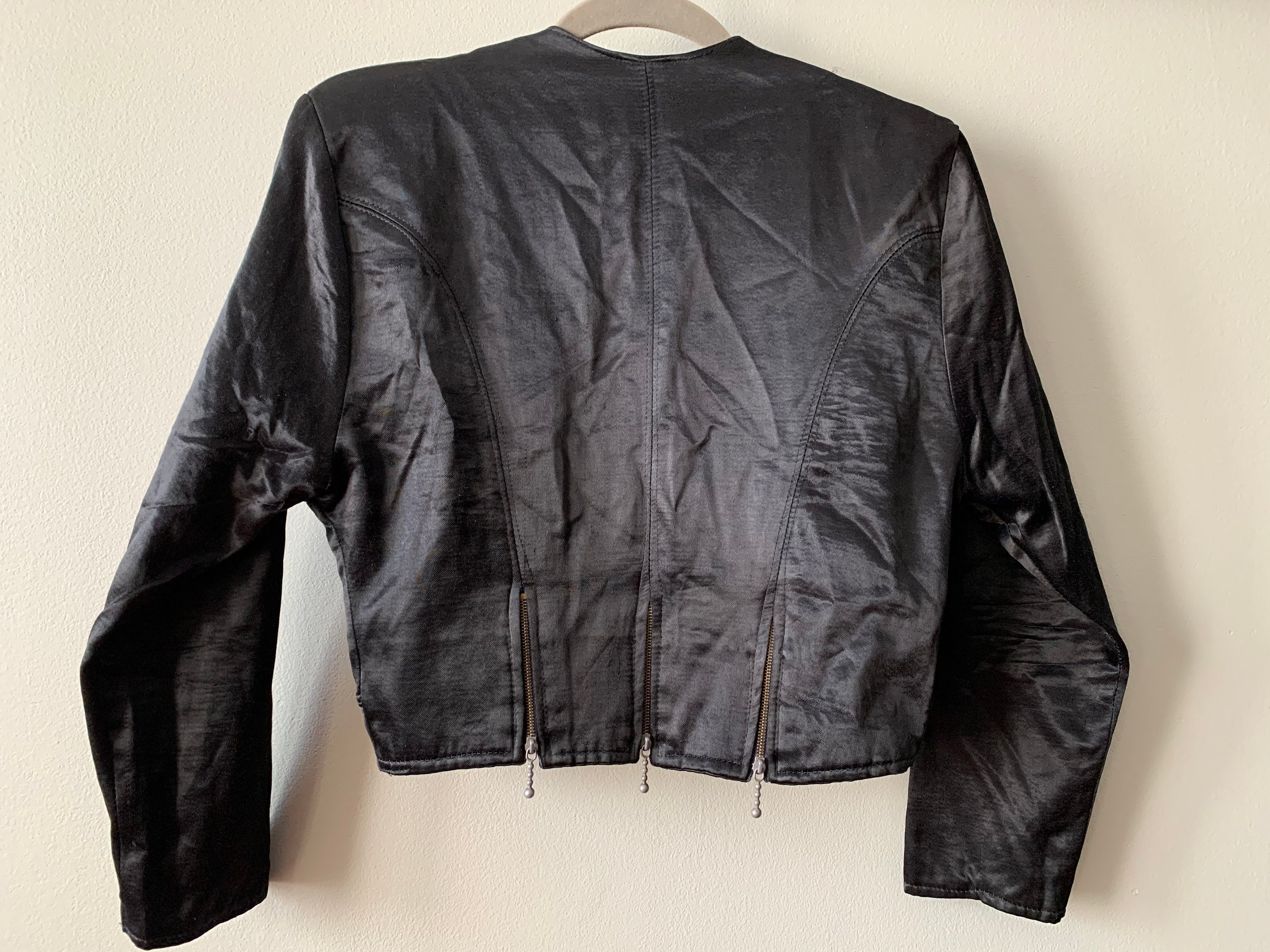 1980s Cropped Black Satin Jacket Retro 80s/90s Women's | Etsy