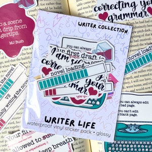 Writer Life 6 Sticker Pack | Writer Quote Stickers | Gifts for Writers and Authors | Laptop, Tablet, Water Bottle Decals