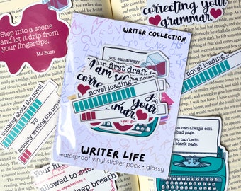 Writer Life 6 Sticker Pack | Writer Quote Stickers | Gifts for Writers and Authors | Laptop, Tablet, Water Bottle Decals