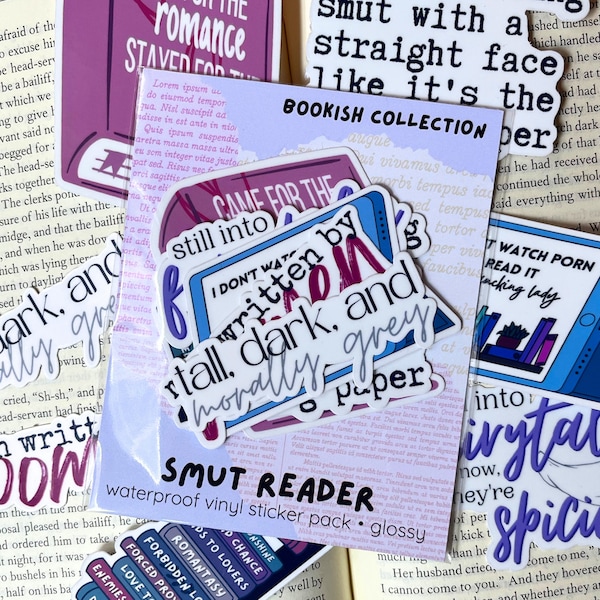 Smut Reader 7 Sticker Pack Waterproof Vinyl | Bookish Gifts | Booktok Sticker | Smut Reader Stickers | Laptop, Tablet, Water Bottle Decals