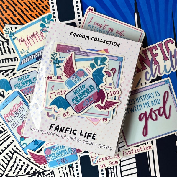 Fanfic Life Waterproof Vinyl Sticker Pack | Fangirl Sticker | For Fanfiction Readers | Laptop/Tablet/Water Bottle Decals