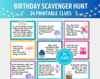 Birthday Scavenger Hunt Clues Kids | Birthday Scavenger Hunt Cards丨Birthday Scavenger Hunt Riddles丨Birthday Treasure Hunt Clues | Kid Games