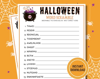 Halloween Word Scramble Game: Printable Party Activity (Digital Download)
