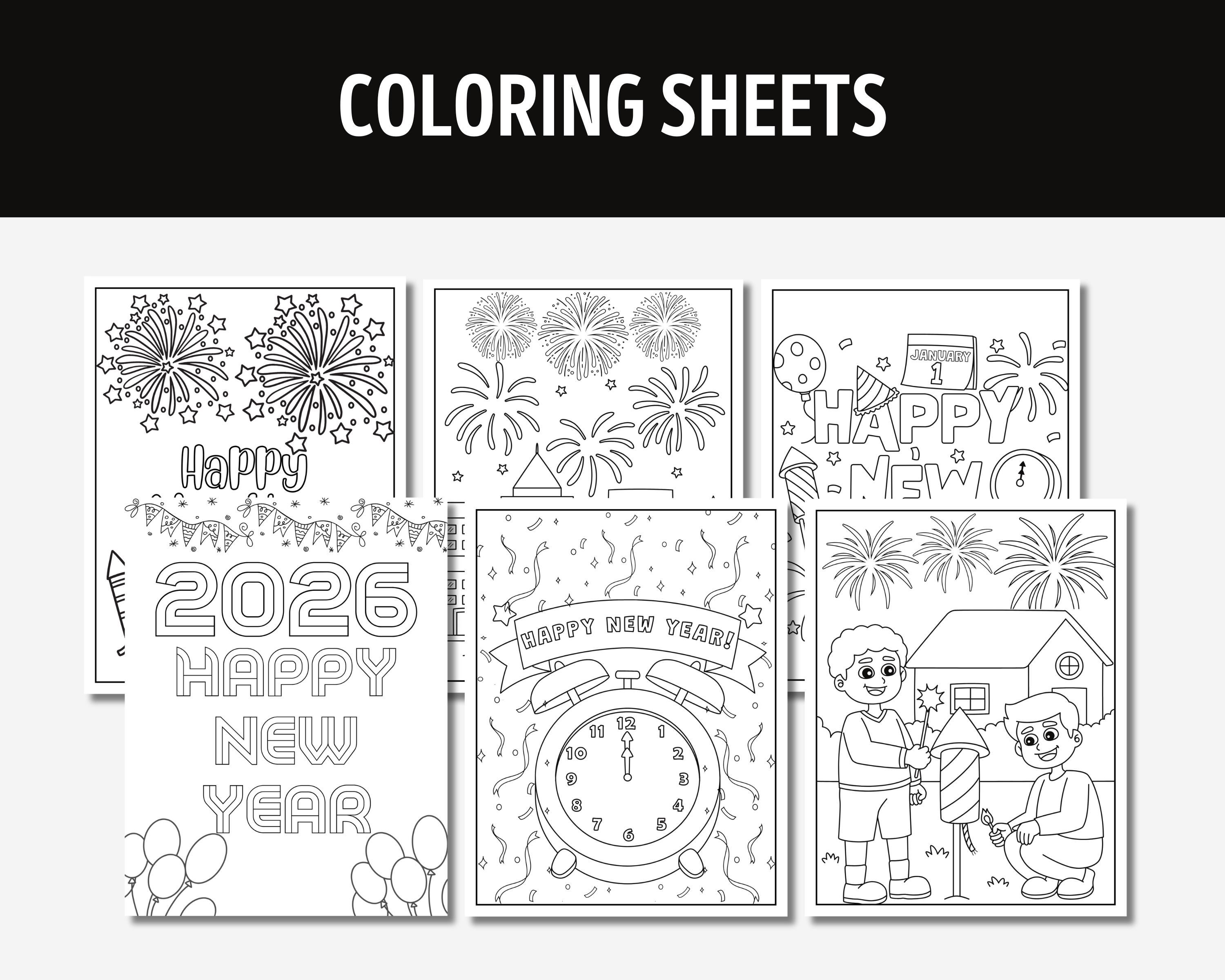 2026 Kids New Year's Activity Set: Games, Puzzles, Coloring - Etsy
