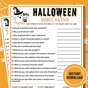 Halloween Riddle Me This Game | Printable Halloween Game Digital Download | Halloween Game Kids and Adults | Party Game | Trick or Treat