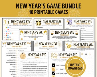 Pacchetto di giochi per la notte di Capodanno: 10 giochi stampabili (PDF)