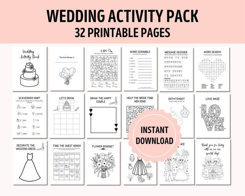 Kids Wedding Activity Printable Pack | Wedding Activity Pack for Kids ...