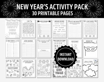 Kid New Years Activity 2025 | Printable New Year&#39;s Game | New Year&#39;s Coloring Activities | Kids New Year&#39;s Eve | New Years Party Games