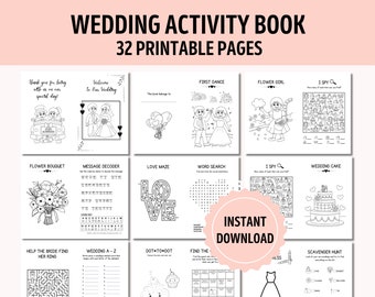Kids Wedding Activity Printable Book Bundle | Wedding Activity Book for Kids Digital Download |  Spy Game, Word Search Game, Tic Tac Toe