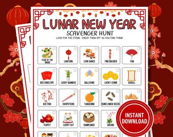 Kids Lunar New Year Scavenger Hunt Game (Digital Download)